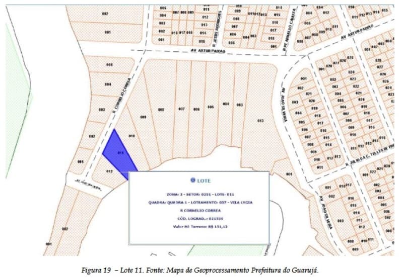 Foto 2 de 10: Terreno em leilão em Guarujá - SP, bairro Vila Lygia — LOTE 001 LEILÃO JUDICIAL - Quadra nº 1, lotes de terreno nº 5, 6, 7, 8, 9, 10, 11, 12 - Área total a