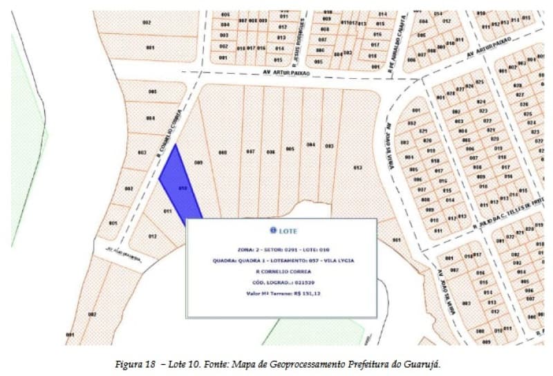 Foto 3 de 10: Terreno em leilão em Guarujá - SP, bairro Vila Lygia — LOTE 001 LEILÃO JUDICIAL - Quadra nº 1, lotes de terreno nº 5, 6, 7, 8, 9, 10, 11, 12 - Área total a
