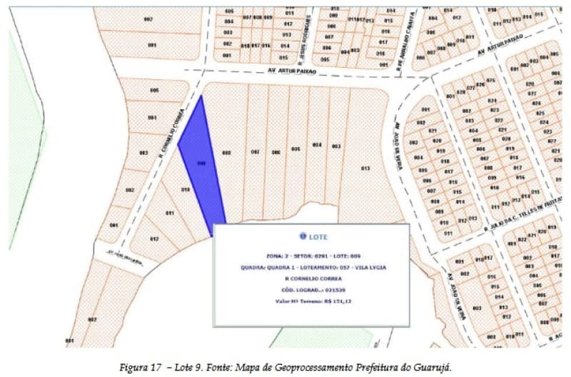 Foto 4 de 10: Terreno em leilão em Guarujá - SP, bairro Vila Lygia — LOTE 001 LEILÃO JUDICIAL - Quadra nº 1, lotes de terreno nº 5, 6, 7, 8, 9, 10, 11, 12 - Área total a