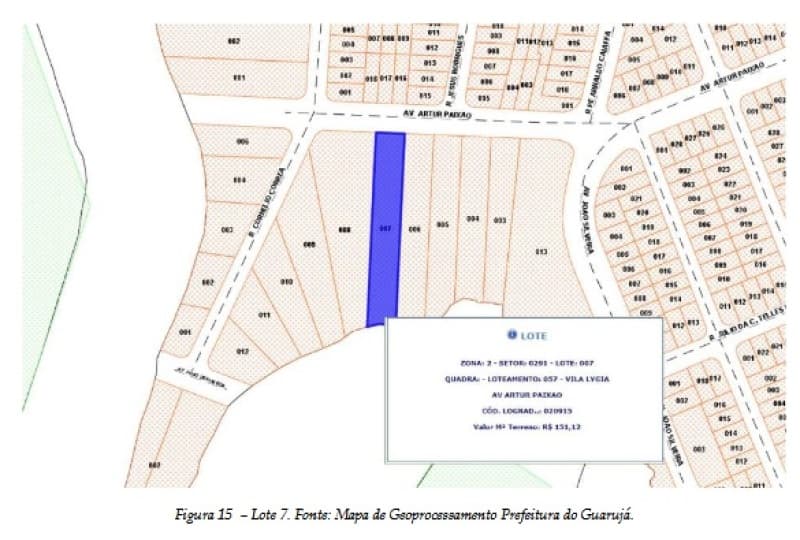 Foto 6 de 10: Terreno em leilão em Guarujá - SP, bairro Vila Lygia — LOTE 001 LEILÃO JUDICIAL - Quadra nº 1, lotes de terreno nº 5, 6, 7, 8, 9, 10, 11, 12 - Área total a