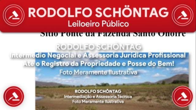 Area Rural em leilão em Paratinga - BA — SÍTIO  440 HA  PARATINGA (BA): SÍTIO PONTE DA FAZENDA SANTO ONOFRE CEP: 47500000.   Intermédio e Assessoria Profissional até o Registro da Propriedade e Posse do Bem! Leiloeiro: RODOLFO DA ROSA SCHONTAG!