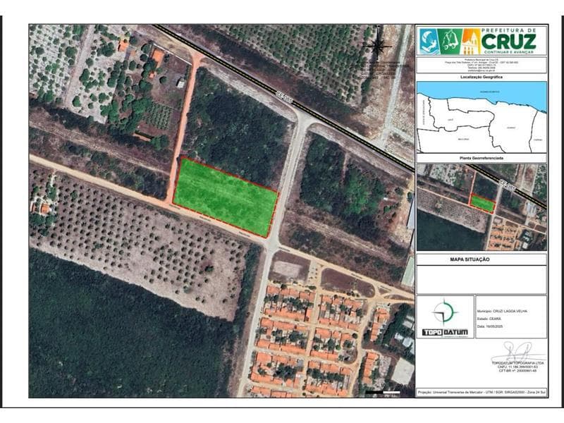 Terreno em leilão em Cruz - CE — LOTE 025 IMÓVEL NA CIDADE DE CRUZ COM UMA ÁREA TOTAL DE 10.031.71 m²