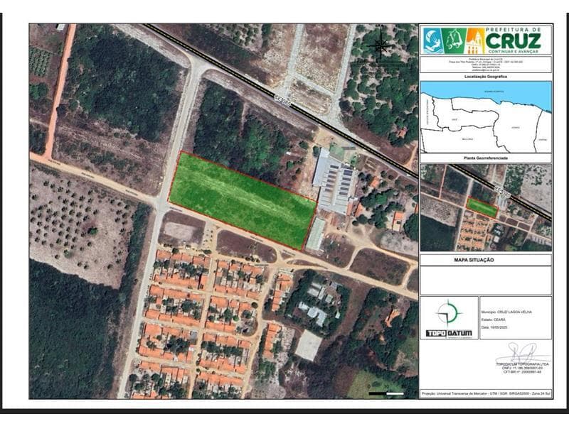 Terreno em leilão em Cruz - CE — LOTE 026 IMÓVEL NA CIDADE DE CRUZ COM UMA ÁREA TOTAL DE 12.741.85 m²