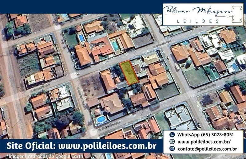 Foto 4 de 4: Terreno em leilão em Mirassol D'oeste - MT — Lote de terreno urbano, N. 6, Q. M, Jardim das Flores, Mirassol D'Oeste/MT, A.T. 360,18m², sem edificações na data da avaliação
