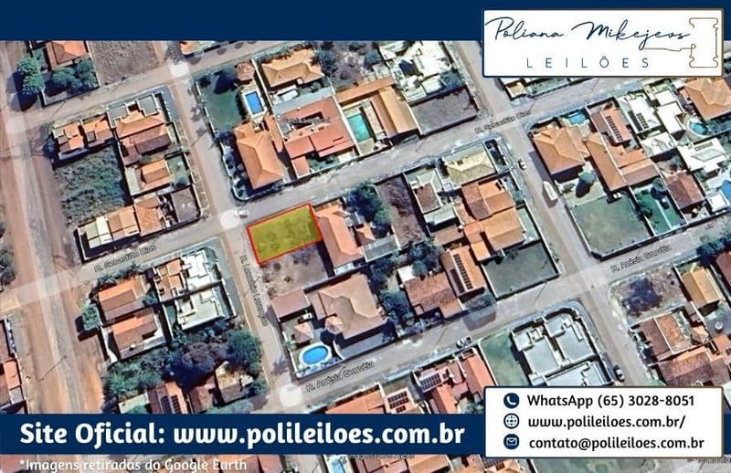 Foto 4 de 4: Terreno em leilão em Mirassol D'oeste - MT — Lote de terreno urbano, N. 9, Q. M, Jardim das Flores, Mirassol D'Oeste/MT, A.T. 359,46m², murado e sem edificações na data da avaliação