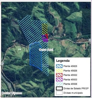 Area Rural em leilão em Cerro Azul - PR — Área Rural - 45,07ha, Plantas 45825, 45826, 45932, 45933 e 45938 , Desocupado em Cerro Azul/PR