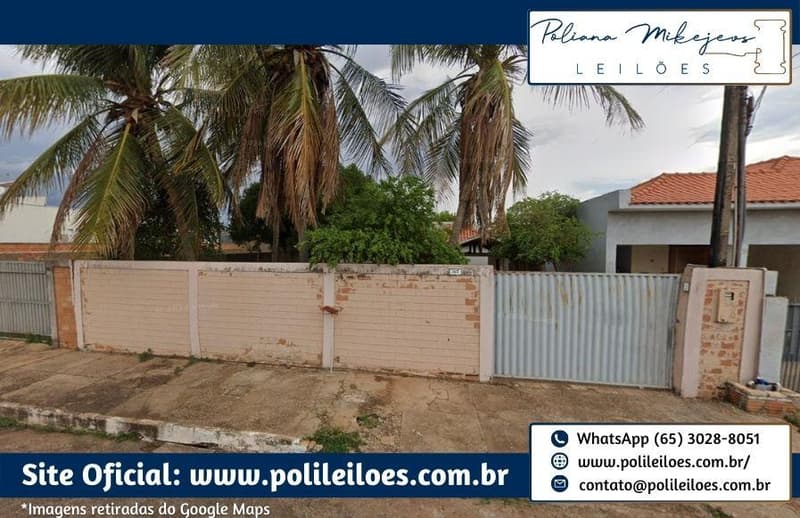 Foto 1 de 4: Terreno em leilão em Mirassol D'oeste - MT — Lote de terreno urbano, N. 7, Q. M, Jardim das Flores, Mirassol D'Oeste/MT, A.T. 360,18m², murado contendo um portão na frente e edificações com A.C. 101,74m² na data da avaliação