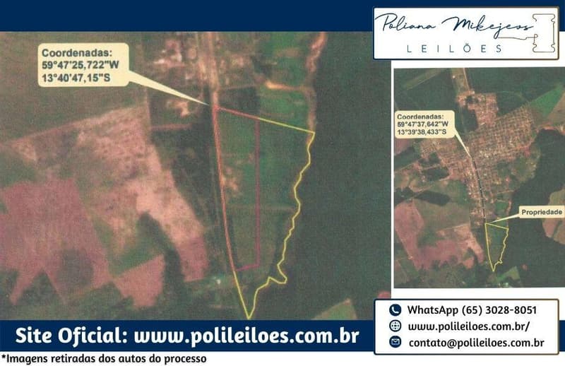 Area Rural em leilão em Comodoro - MT — 73,0377ha, denominado Sítio Nossa Senhora Aparecida, desmembrados de uma área maior de 5.413,436ha, em Comodoro/MT