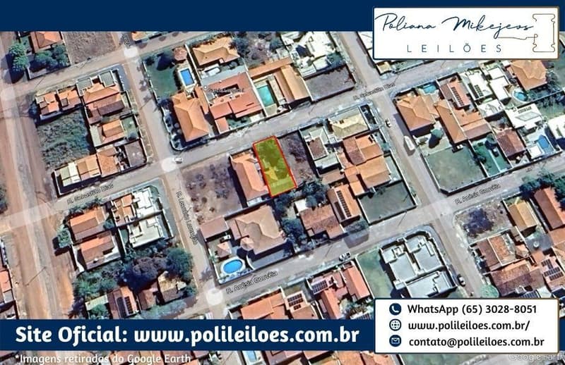 Foto 4 de 4: Terreno em leilão em Mirassol D'oeste - MT — Lote de terreno urbano, N. 7, Q. M, Jardim das Flores, Mirassol D'Oeste/MT, A.T. 360,18m², murado contendo um portão na frente e edificações com A.C. 101,74m² na data da avaliação