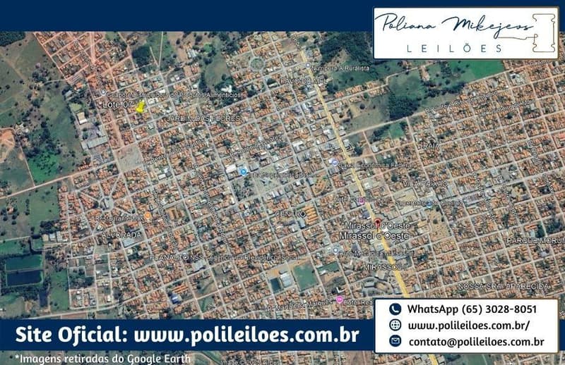 Foto 3 de 4: Terreno em leilão em Mirassol D'oeste - MT — Lote de terreno urbano, N. 7, Q. M, Jardim das Flores, Mirassol D'Oeste/MT, A.T. 360,18m², murado contendo um portão na frente e edificações com A.C. 101,74m² na data da avaliação