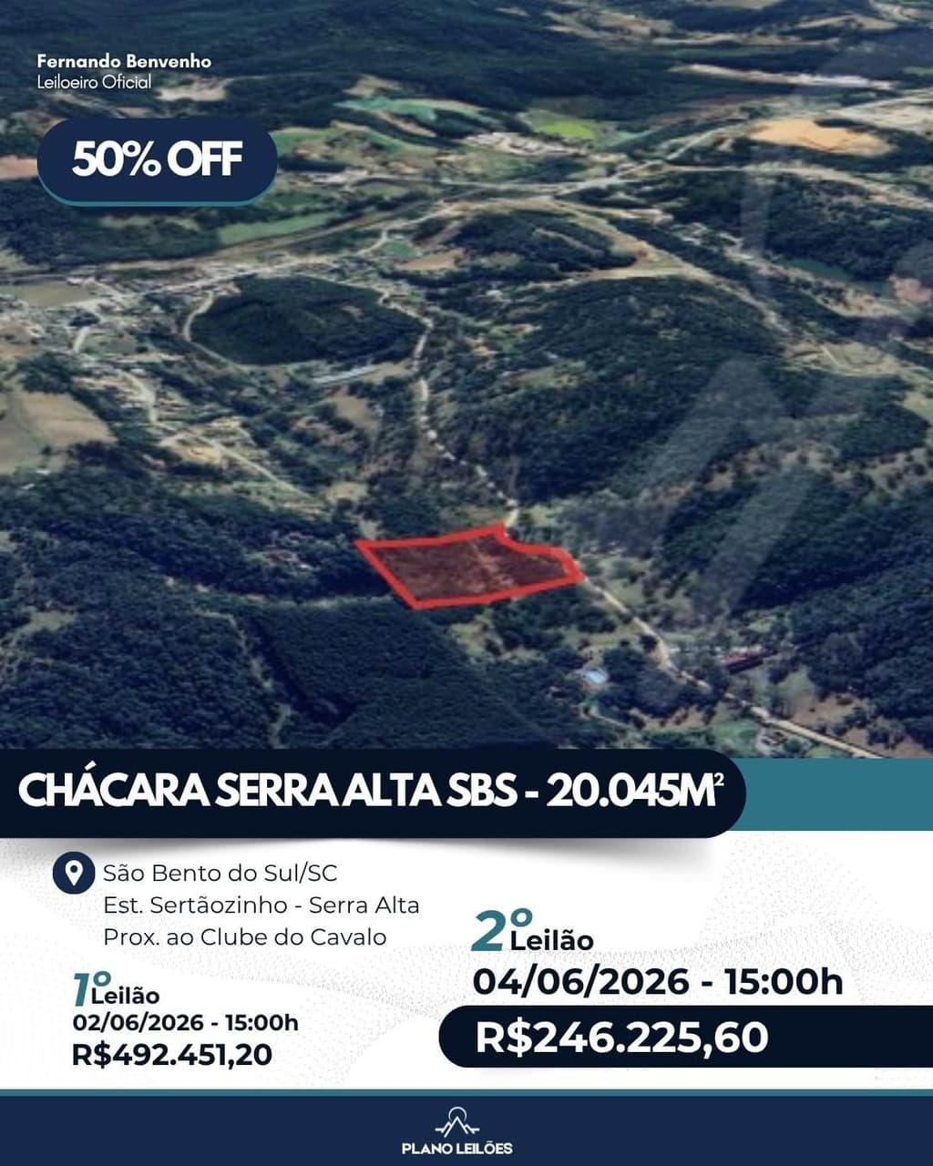 Foto 1 de 4: Terreno em leilão em São Bento Do Sul - SC, bairro Serra Alta — Chácara Serra Alta - SBS