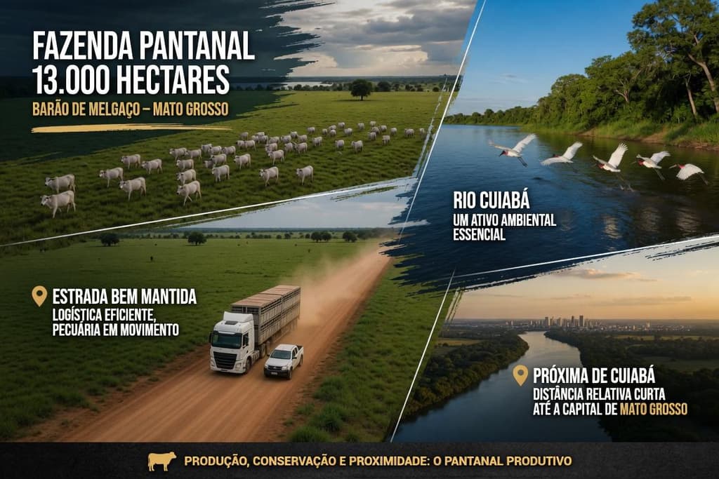 Foto 2 de 2: Area Rural em leilão em Barão De Melgaço - MT — Imóvel rural denominado Fazenda Baia São Benedito (antiga Baia das Pombas- com área de 13.000,00 hectares, localizado na margem esquerda do Rio Cuiabá, no Município de Barão de Melgaço/MT