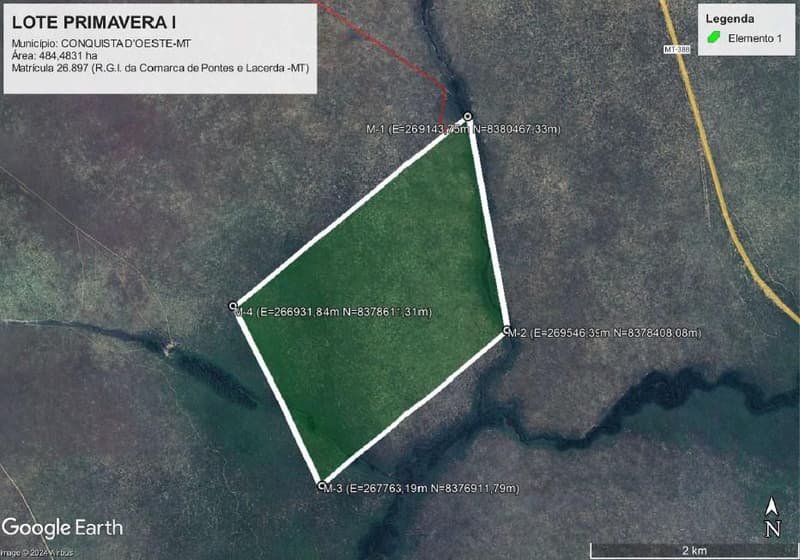 Area Rural em leilão em Conquista D'oeste - MT — Imóvel Rural com área de 484 Hectares - Conquista D'Oeste/MT