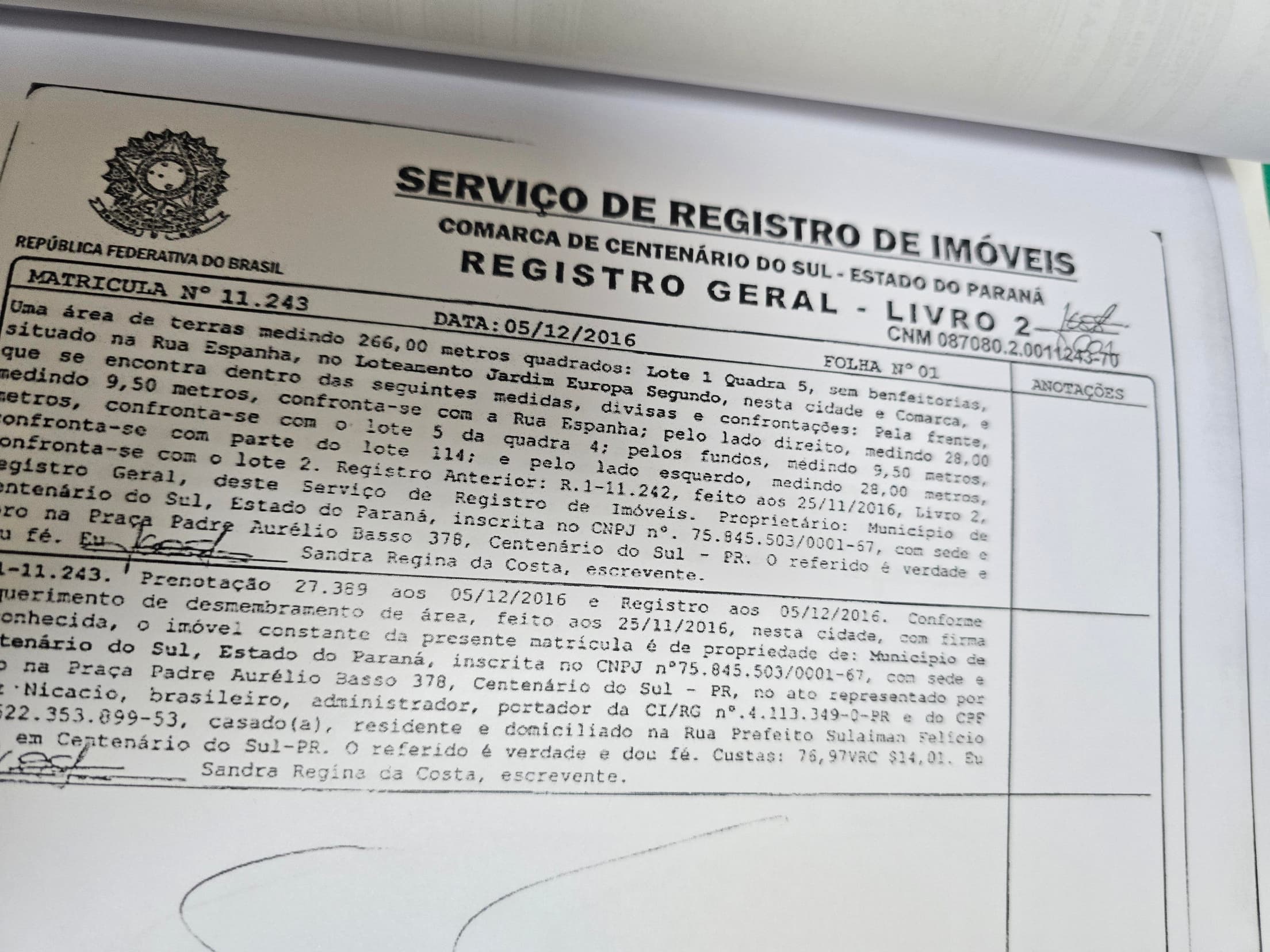 Foto 2 de 3: Imóvel em leilão em Centenário Do Sul - PR — Imóvel Matricula: 11.243