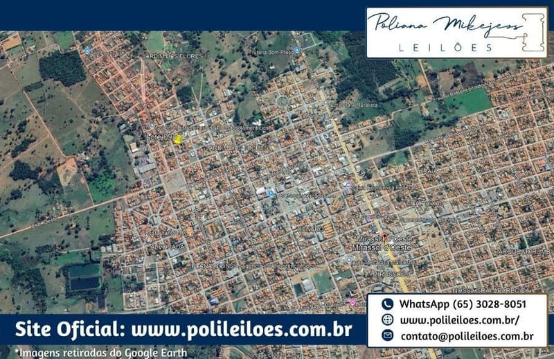 Foto 3 de 4: Terreno em leilão em Mirassol D'oeste - MT — Lote de terreno urbano, N. 9, Q. M, Jardim das Flores, Mirassol D'Oeste/MT, A.T. 359,46m², murado e sem edificações na data da avaliação