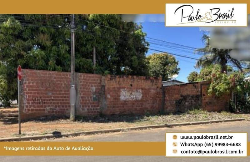 Foto 3 de 13: Terreno em leilão em Sapezal - MT — Terreno urbano, Esquina, AT 270m², com Edificação Residencial não averbadas na matrícula, AC 70m², no Loteamento Cidezal II, Sapezal/MT