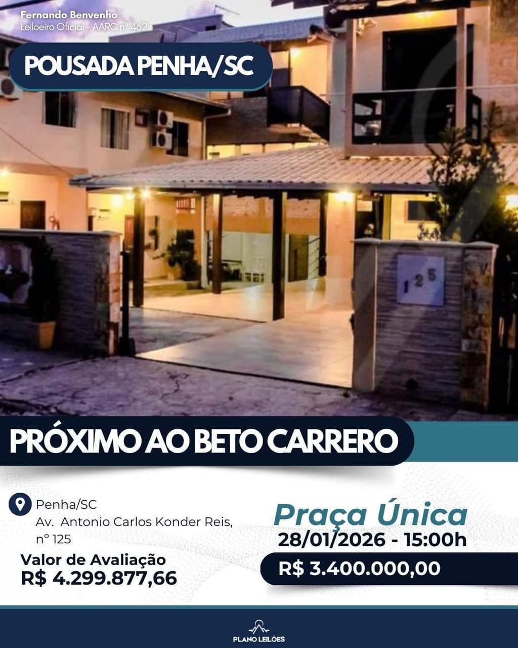 Foto 1 de 5: Comercial em leilão em Penha - SC, bairro Armação — Pousada Penha