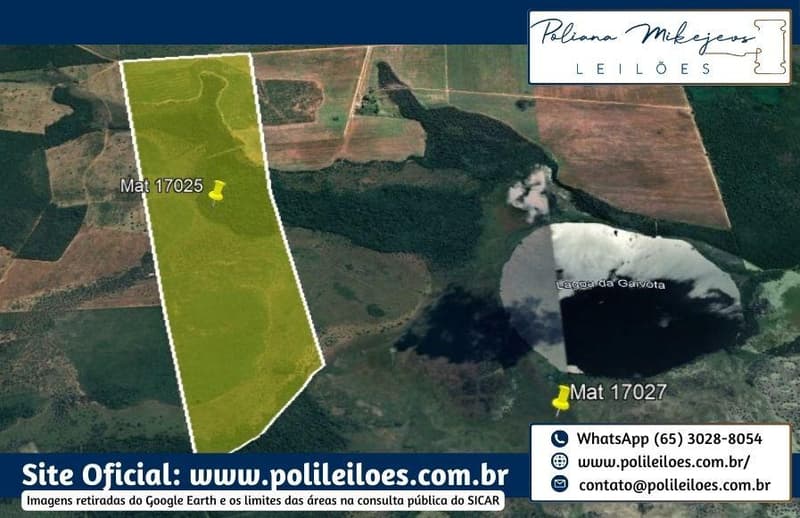 Foto 1 de 3: Area Rural em leilão em Luciara - MT — Área Rural, AT. 439,460ha, Fazenda Gaivota A, Gleba A, Zona Rural em Luciara, comarca de São Felix do Araguaia/MT