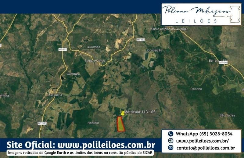 Foto 2 de 2: Area Rural em leilão em Nossa Senhora Do Livramento - MT — Área rural, AT 288,1229ha, Fazenda Cedrinho, em de Nossa Senhora do Livramento/MT