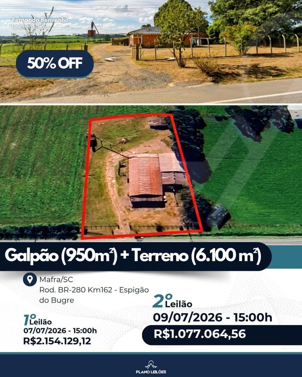 Foto 1 de 4: Terreno em leilão em Mafra - SC — Barracão e Terreno - Mafra/SC