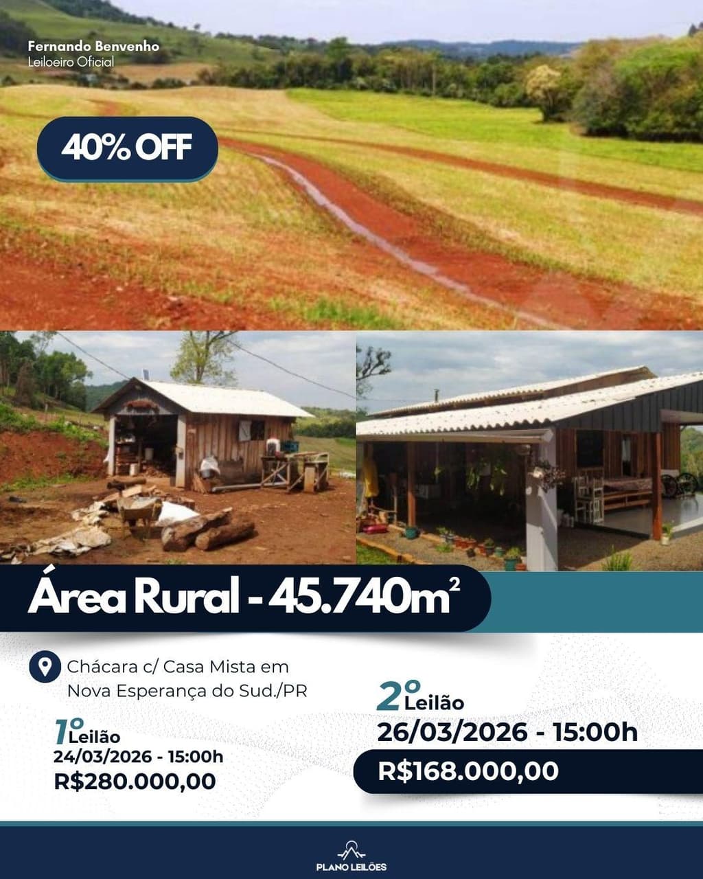 Foto 1 de 5: Area Rural em leilão em Nova Esperança Do Sudoeste - PR — Área Rural - Nova Esp. Sud-PR