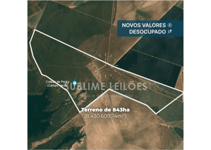 Terreno em leilão em Campo Verde - MT — Terreno de 843 hectares 50% de 2 glebas de terras no Mato Grosso